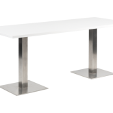 Table Stan H73 70x180 cm - Blanc & Inox