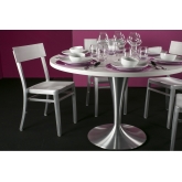 Table IVAN dia120 cm - blanc & inox